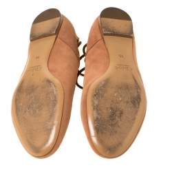 Chloe Brown Suede Foster Lace-up Ballet Flats Size 39