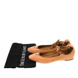 Chloe Brown Suede Foster Lace-up Ballet Flats Size 39