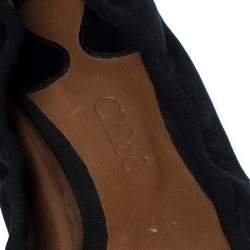 Pre Owned Chloe Black Satin Embellished Pointed Toe Scrunch Ballet Flats Size 42