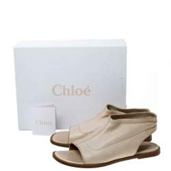 Pre Owned Chloe Beige Leather Slingback Flat Sandals Size 38