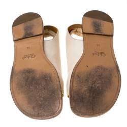 Pre Owned Chloe Beige Leather Slingback Flat Sandals Size 38