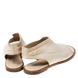 Pre Owned Chloe Beige Leather Slingback Flat Sandals Size 38