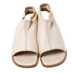 Pre Owned Chloe Beige Leather Slingback Flat Sandals Size 38