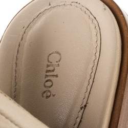 Pre Owned Chloe Beige Leather Slingback Flat Sandals Size 38