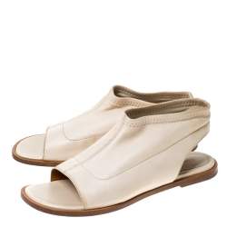 Pre Owned Chloe Beige Leather Slingback Flat Sandals Size 38