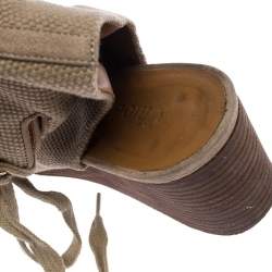 Chloe Beige Canvas Ghillie Lace Up Wedge Sandals Size 36