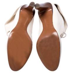 Chloe White Leather And Beige Canvas Kole Ankle Boots Size 38