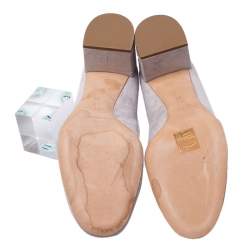 Pre Owned Chloe Light Grey Suede Lauren Scallop Trim Block Heel Pumps Size 39