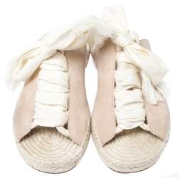 Chloe Pink Suede Harper Lace Up Flat Espadrille Slides Size 38