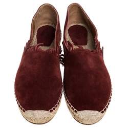 Pre Owned Chloe Maroon Suede Fringe Espadrilles Size 39