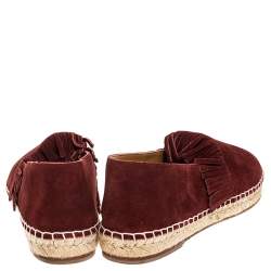 Pre Owned Chloe Maroon Suede Fringe Espadrilles Size 39