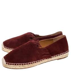 Pre Owned Chloe Maroon Suede Fringe Espadrilles Size 39