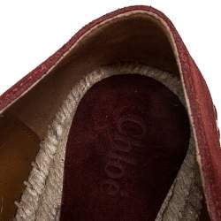Pre Owned Chloe Maroon Suede Fringe Espadrilles Size 39