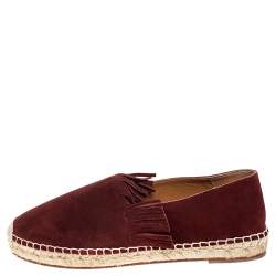 Pre Owned Chloe Maroon Suede Fringe Espadrilles Size 39