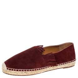 Pre Owned Chloe Maroon Suede Fringe Espadrilles Size 39