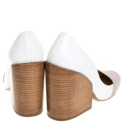 Pre Owned Chloe Two Tone Leather Wooden Block Heel Pumps Size 40