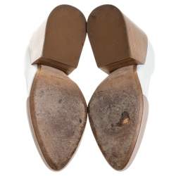 Pre Owned Chloe Two Tone Leather Wooden Block Heel Pumps Size 40