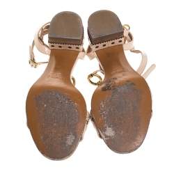 Pre Owned Chloe Beige Brogues Patent Leather Perry T Strap Sandals Size 38