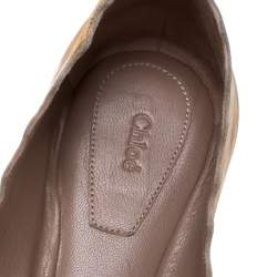 Pre Owned Chloe Gold Leather Lauren Scalloped Ballet Flats Size 39