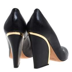 Pre Owned Chloe Black Textured Leather Beckie Pumps Size 39