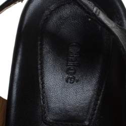 Chloe Black Leather Fringes Block Heel Sandals Size 39.5