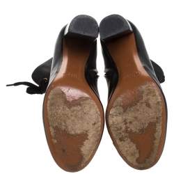 Pre Owned Chloe Black Leather Lace Up Ankle Boots Size 39