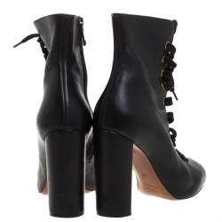 Pre Owned Chloe Black Leather Lace Up Ankle Boots Size 39