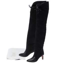 Pre Owned Chloe Black Suede Leather Thigh Length Boots Size 39