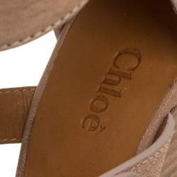 Chloe Beige/Brown Textured Nubuck Gladiator Platform Sandals Size 38