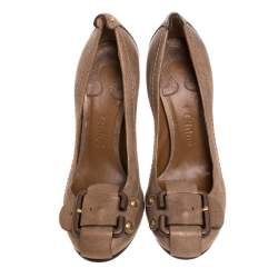 Chloe Beige Leather Buckle Pumps Size 36