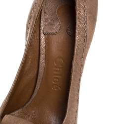 Chloe Beige Leather Buckle Pumps Size 36
