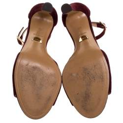 Pre Owned Chloe Burgundy Suede Ankle Strap Sandals Size 39