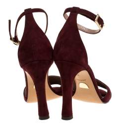 Pre Owned Chloe Burgundy Suede Ankle Strap Sandals Size 39