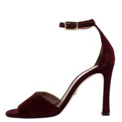 Pre Owned Chloe Burgundy Suede Ankle Strap Sandals Size 39