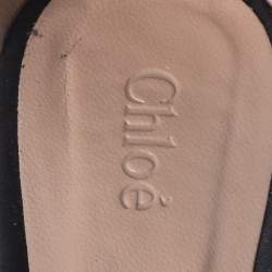 Pre Owned Chloe Metallic Gold Leather and Suede Ankle Strap Sandals Size 39