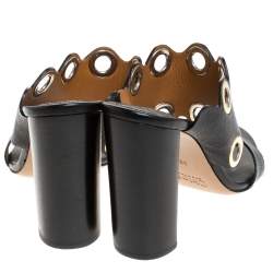 Pre Owned Chloe Black Leather Grommet Embellished Mule Sandals Size 39