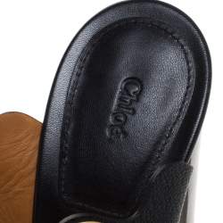 Pre Owned Chloe Black Leather Grommet Embellished Mule Sandals Size 39