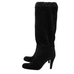 Pre Owned Chloe Black Suede Knee High Boots Size 37