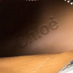 Pre Owned Chloe Multicolor Snake Print Leather Ankle Boots Size 38