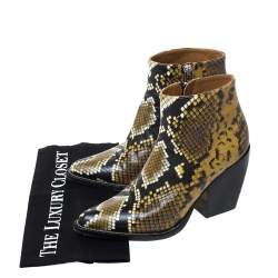 Pre Owned Chloe Multicolor Snake Print Leather Ankle Boots Size 38