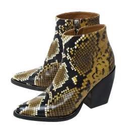 Pre Owned Chloe Multicolor Snake Print Leather Ankle Boots Size 38