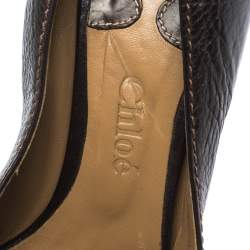Chloe Brown Leather Buckle Detail Pumps Size 37