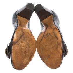 Chloe Brown Leather Buckle Detail Pumps Size 37