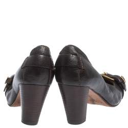 Chloe Brown Leather Buckle Detail Pumps Size 37