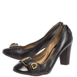 Chloe Brown Leather Buckle Detail Pumps Size 37