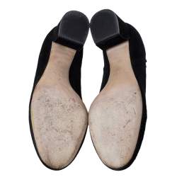 Pre Owned Chloe Black Suede Scalloped Block Heel Pumps Size 36