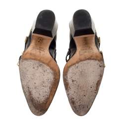 Pre Owned Chloe Black Leather Suzanna Studded Double Buckle Detail Loafers Size 40