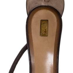 Pre Owned Chloe Brown Leather Strappy Ankle Strap Sandals Size 39.5