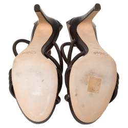 Pre Owned Chloe Brown Leather Strappy Ankle Strap Sandals Size 39.5