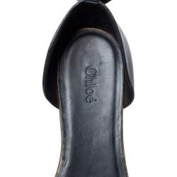 Chloe Black/Brown Leather Ankle Cuff Flat Sandals Size 40
